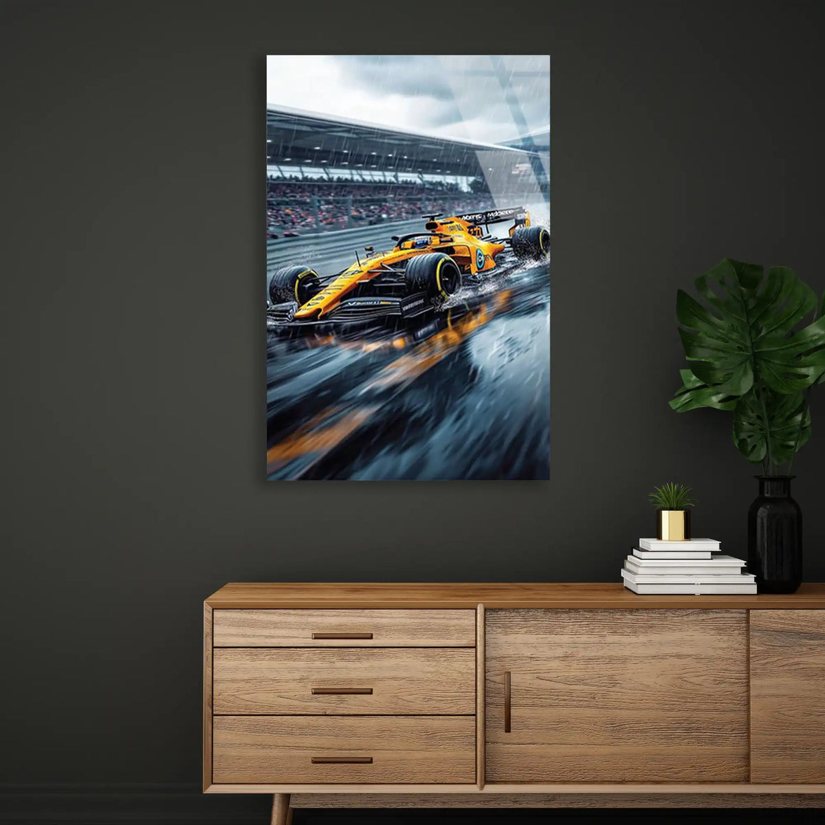 Klasik McLaren Yağmurda F1 Cam Tablo – Formula 1 Duvar Dekoru - DEG0831
