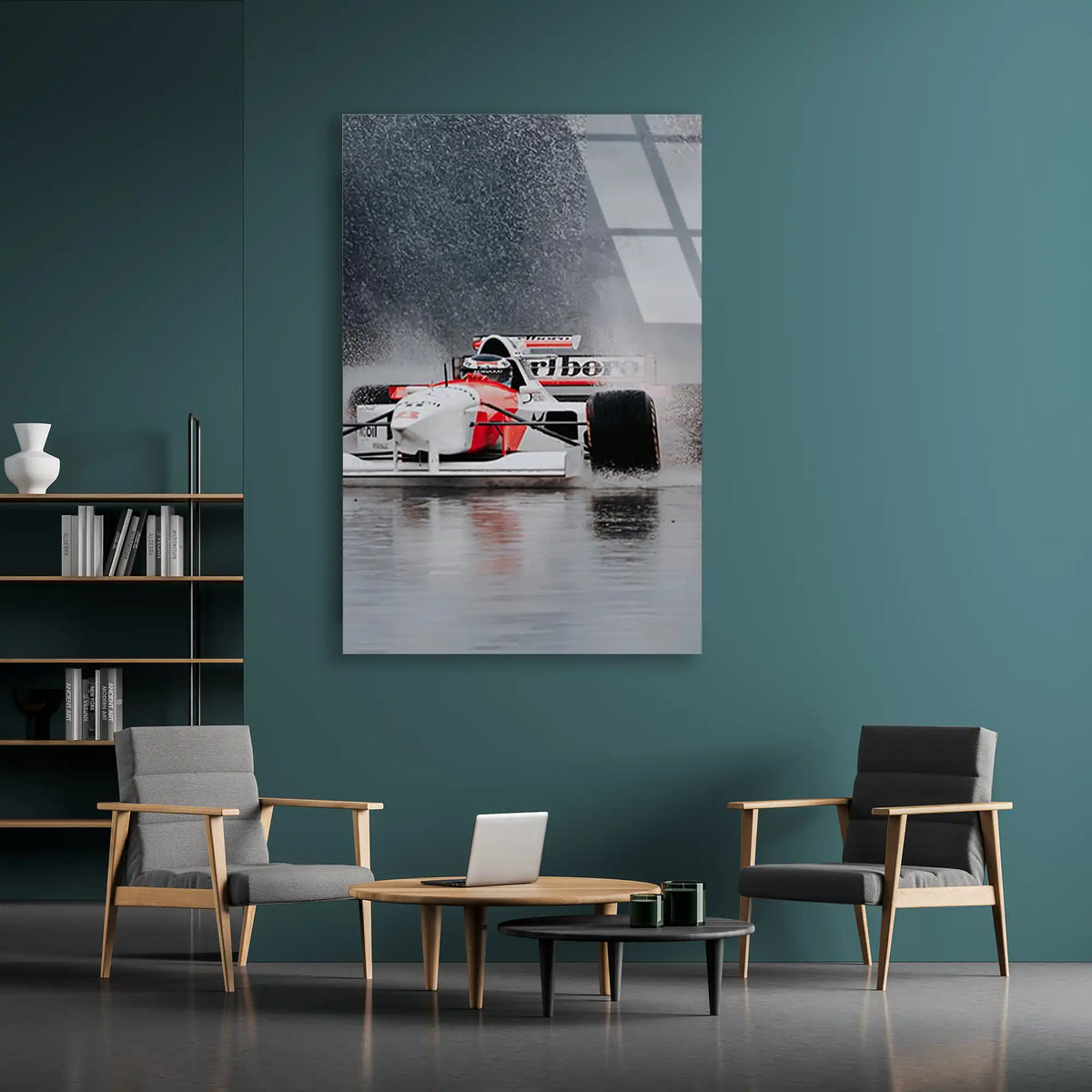 Klasik McLaren Yağmurda F1 Cam Tablo – Formula 1 Duvar Dekoru - DEG0810