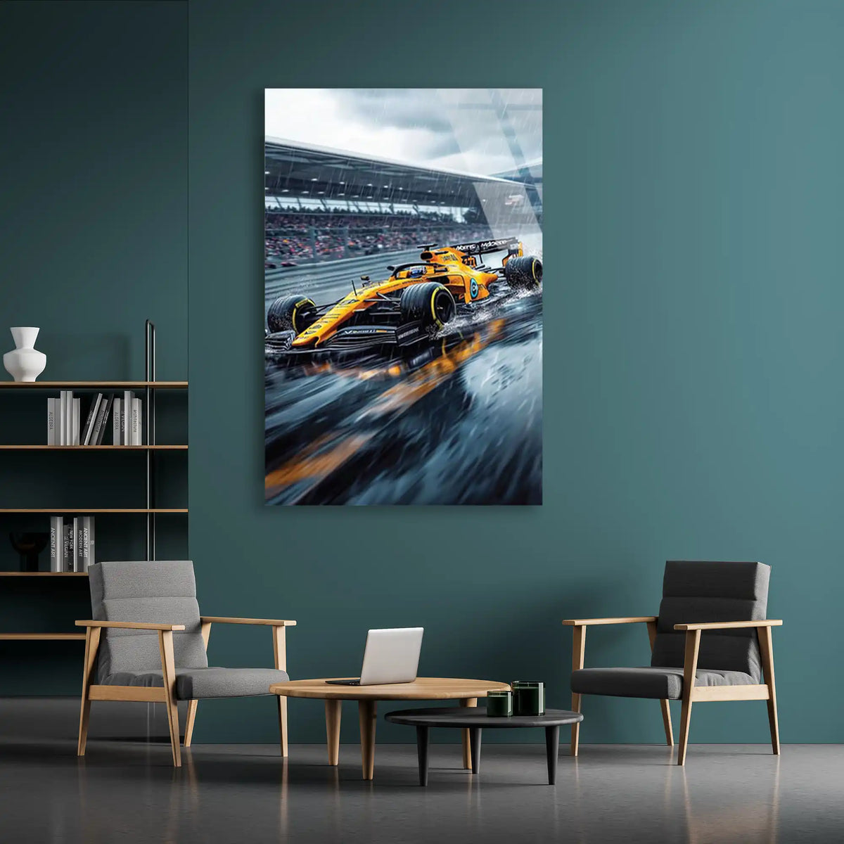 Klasik McLaren Yağmurda F1 Cam Tablo – Formula 1 Duvar Dekoru - DEG0831