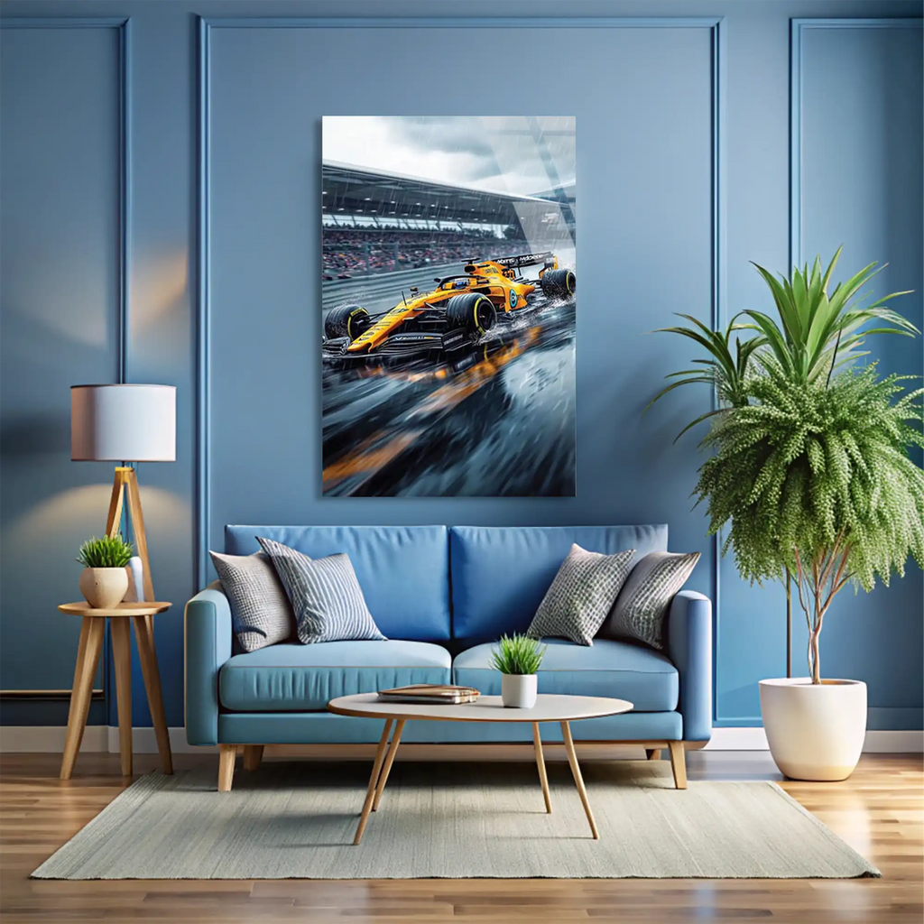 Klasik McLaren Yağmurda F1 Cam Tablo – Formula 1 Duvar Dekoru - DEG0831
