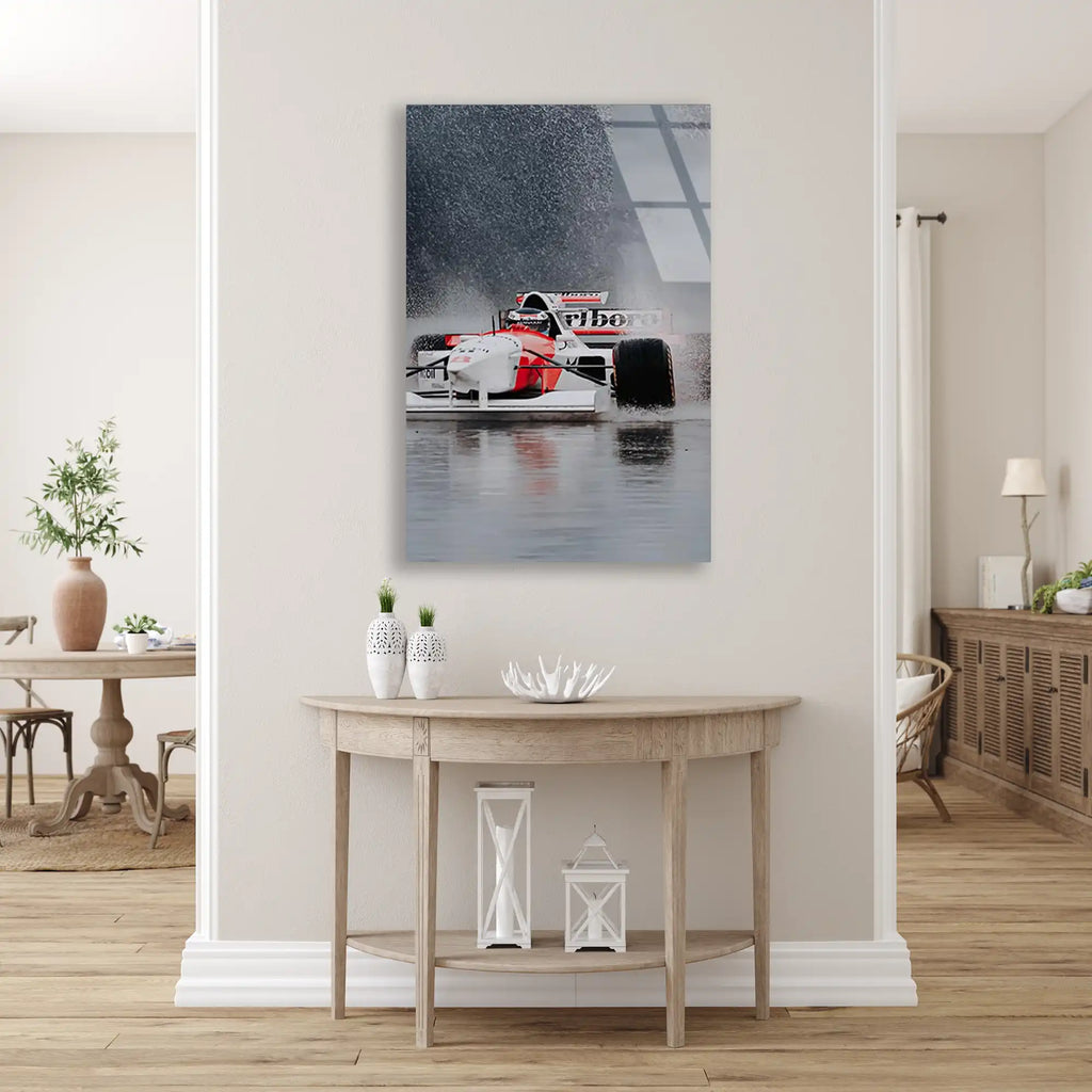 Klasik McLaren Yağmurda F1 Cam Tablo – Formula 1 Duvar Dekoru - DEG0810