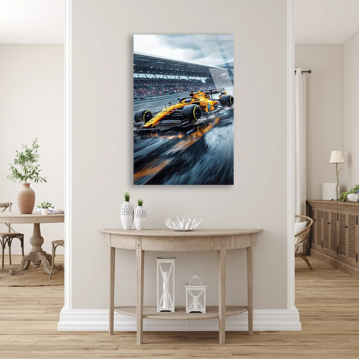 Klasik McLaren Yağmurda F1 Cam Tablo – Formula 1 Duvar Dekoru - DEG0831