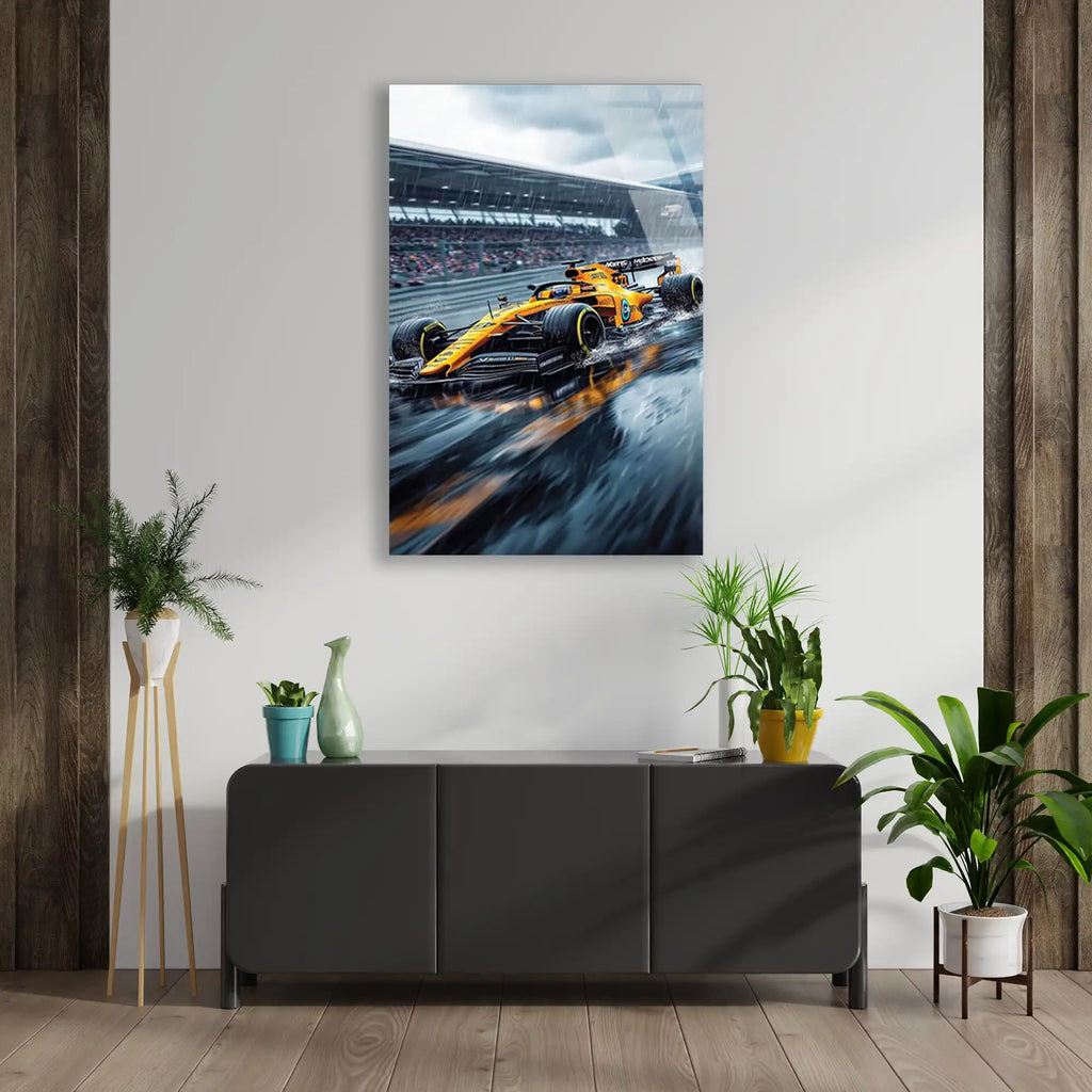 Klasik McLaren Yağmurda F1 Cam Tablo – Formula 1 Duvar Dekoru - DEG0831