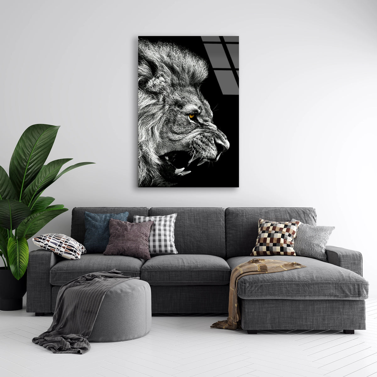 Kükreyen Aslan Cam Tablo – Hayvan Duvar Dekoru - DEG0908