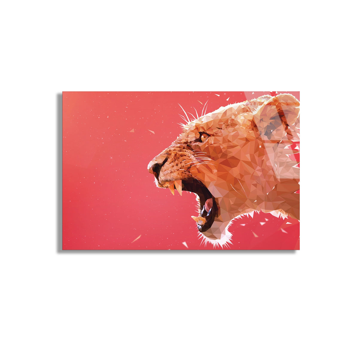 Kükreyen Dişi Aslan Cam Tablo