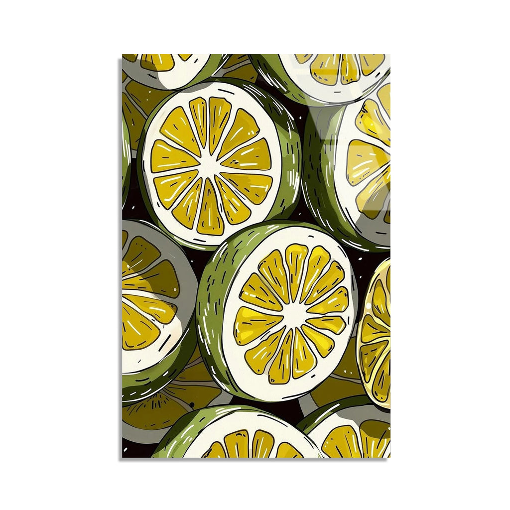Limon Dilimleri Deseni Cam Tablo