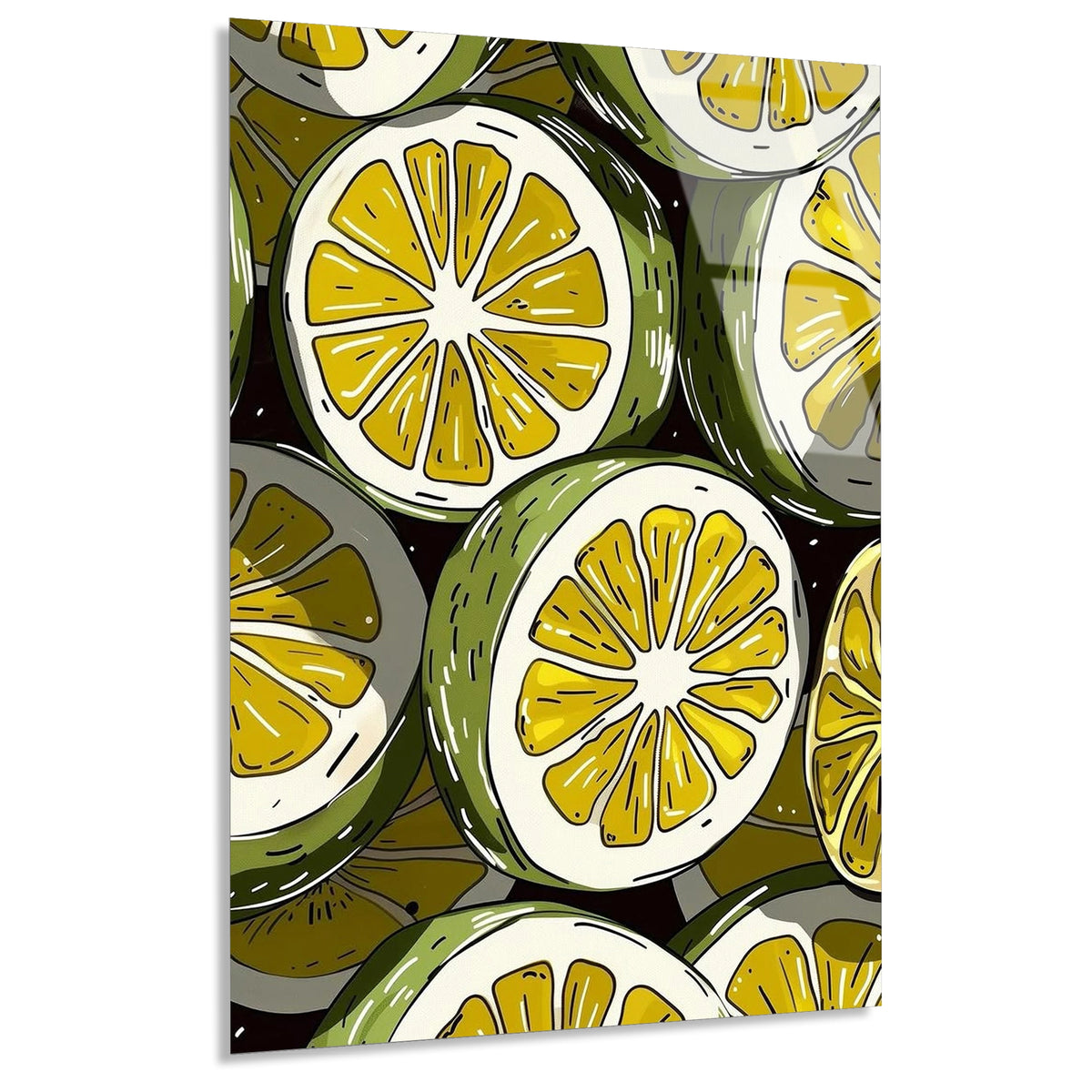 Limon Dilimleri Deseni Cam Tablo