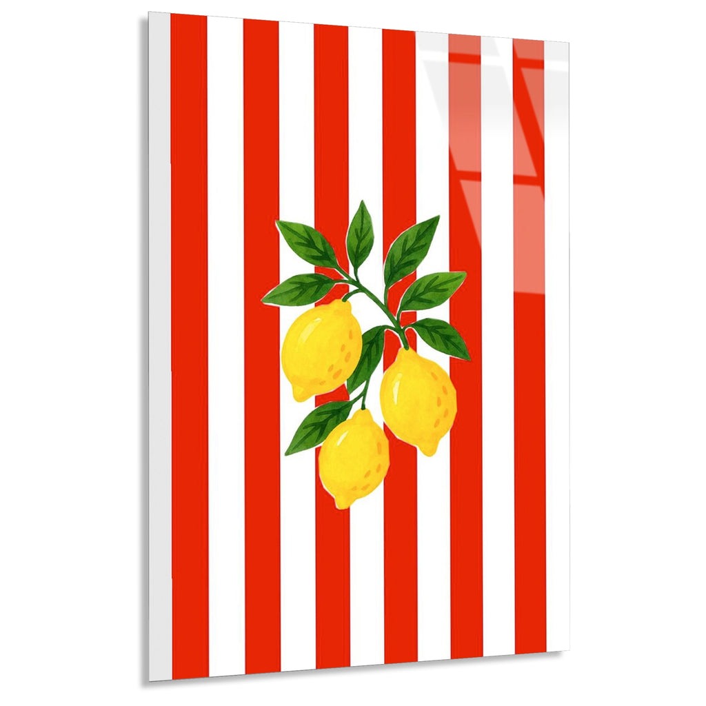 Limon Kirmizi Cizgi Cam Tablo