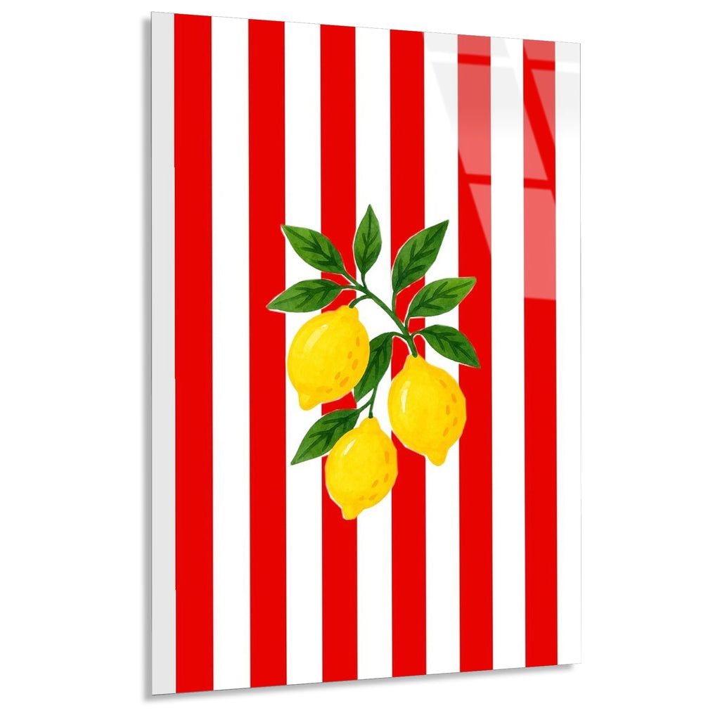 Limon Kirmizi Cizgi Cam Tablo