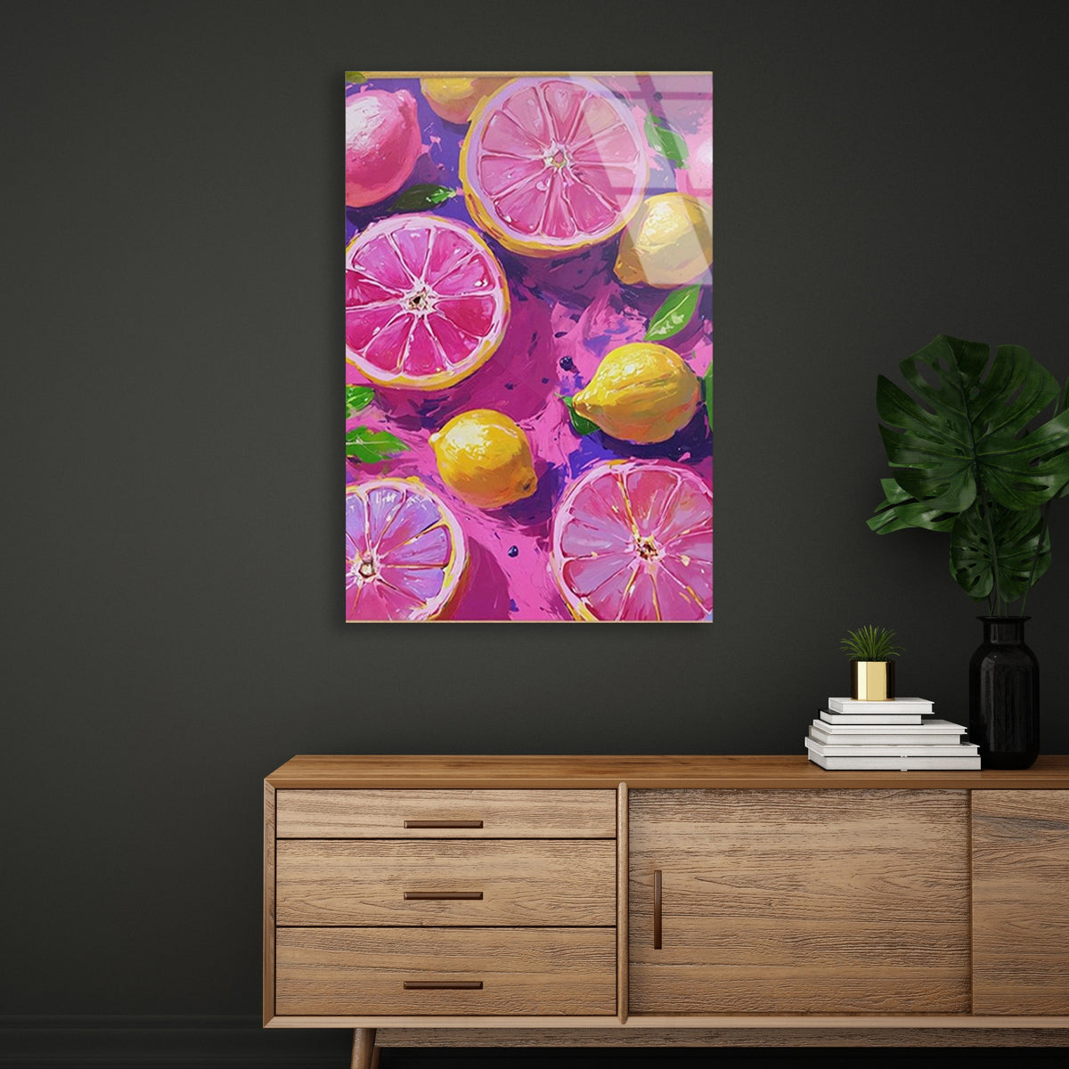 Limon Narenciye Deseni Cam Tablo