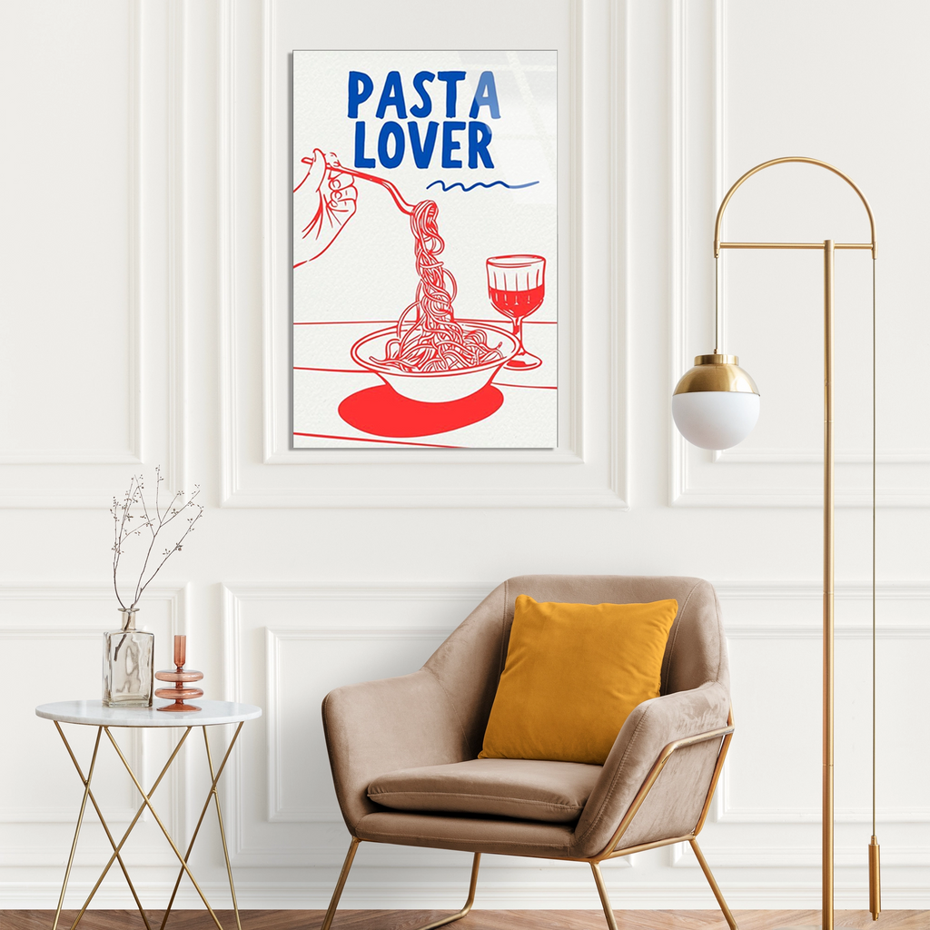 Makarna Severler Posteri Cam Tablo