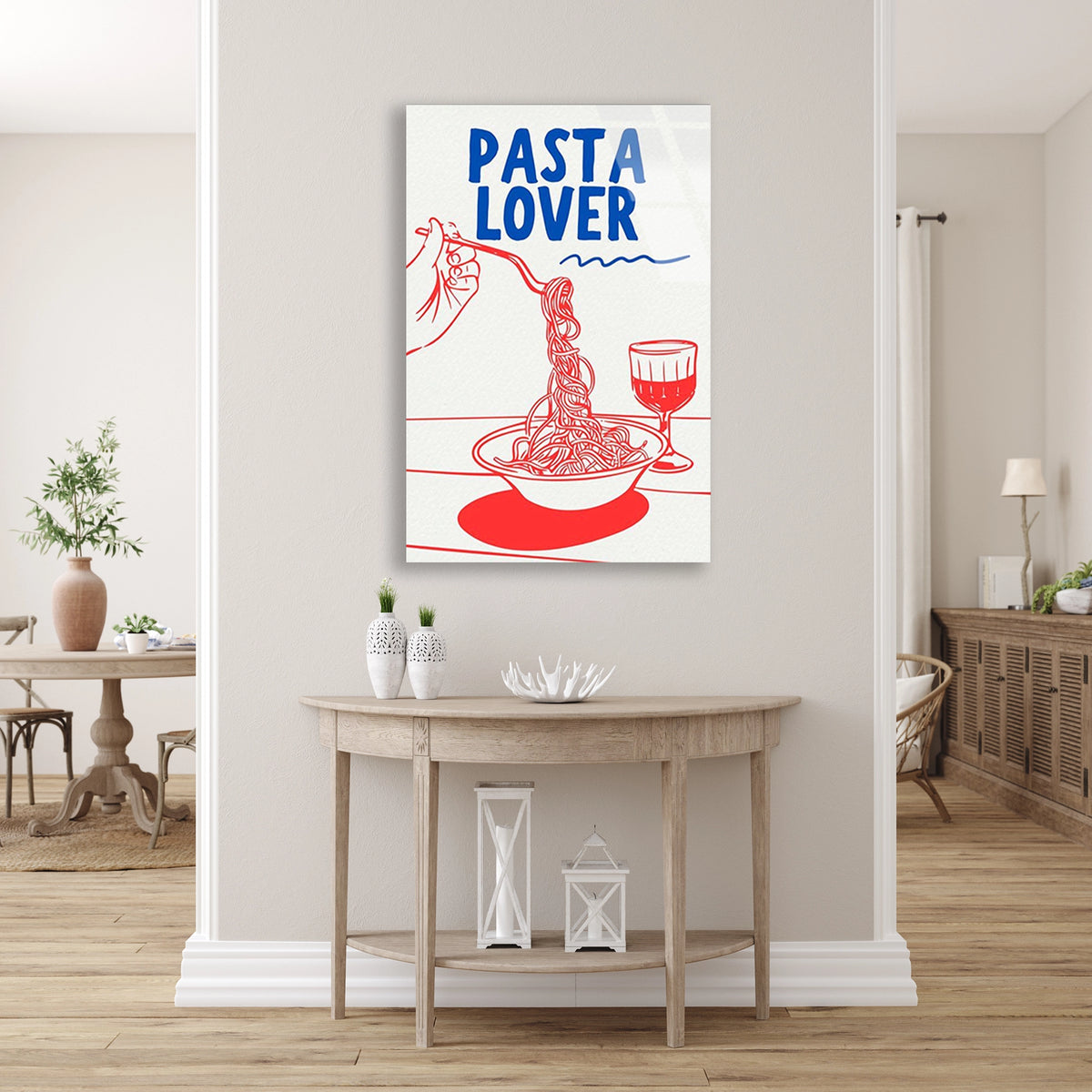 Makarna Severler Posteri Cam Tablo