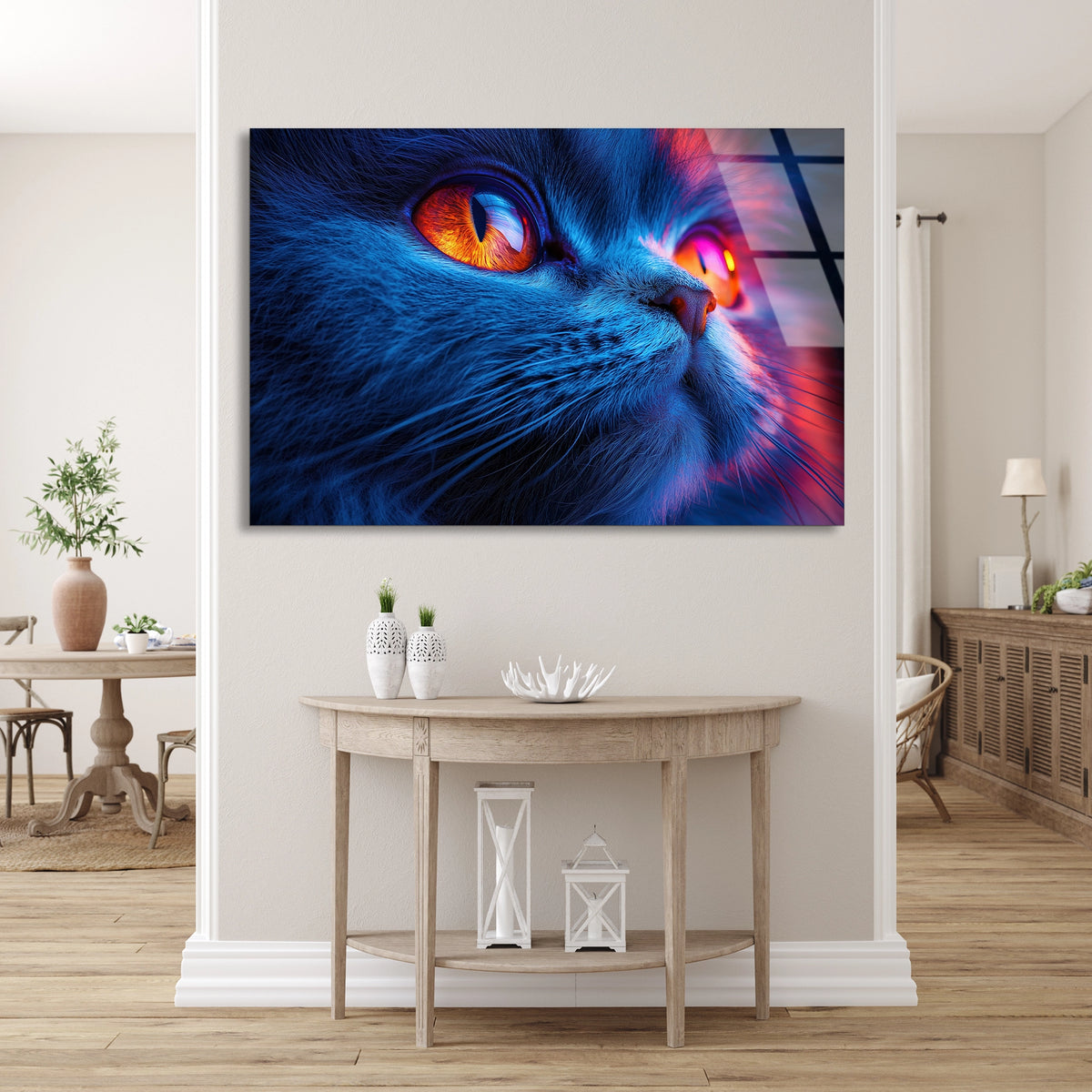 Mavi Kedi Cam Tablo