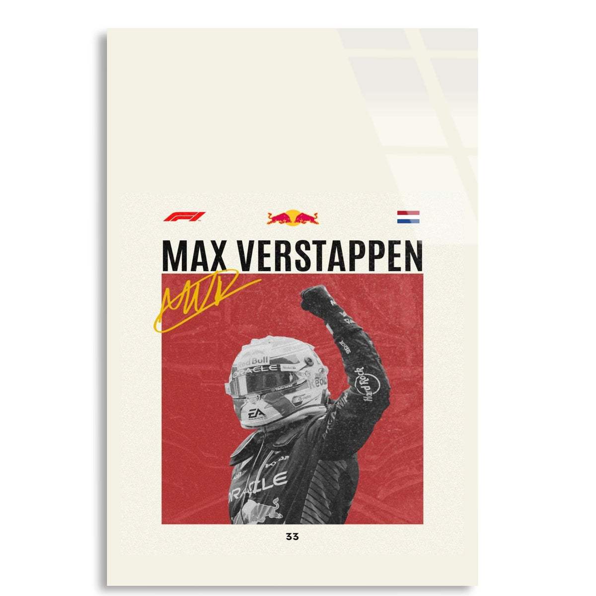 Max Verstappen Şampiyon Posteri F1 Cam Tablo – Formula 1 Duvar Dekoru - DEG0886