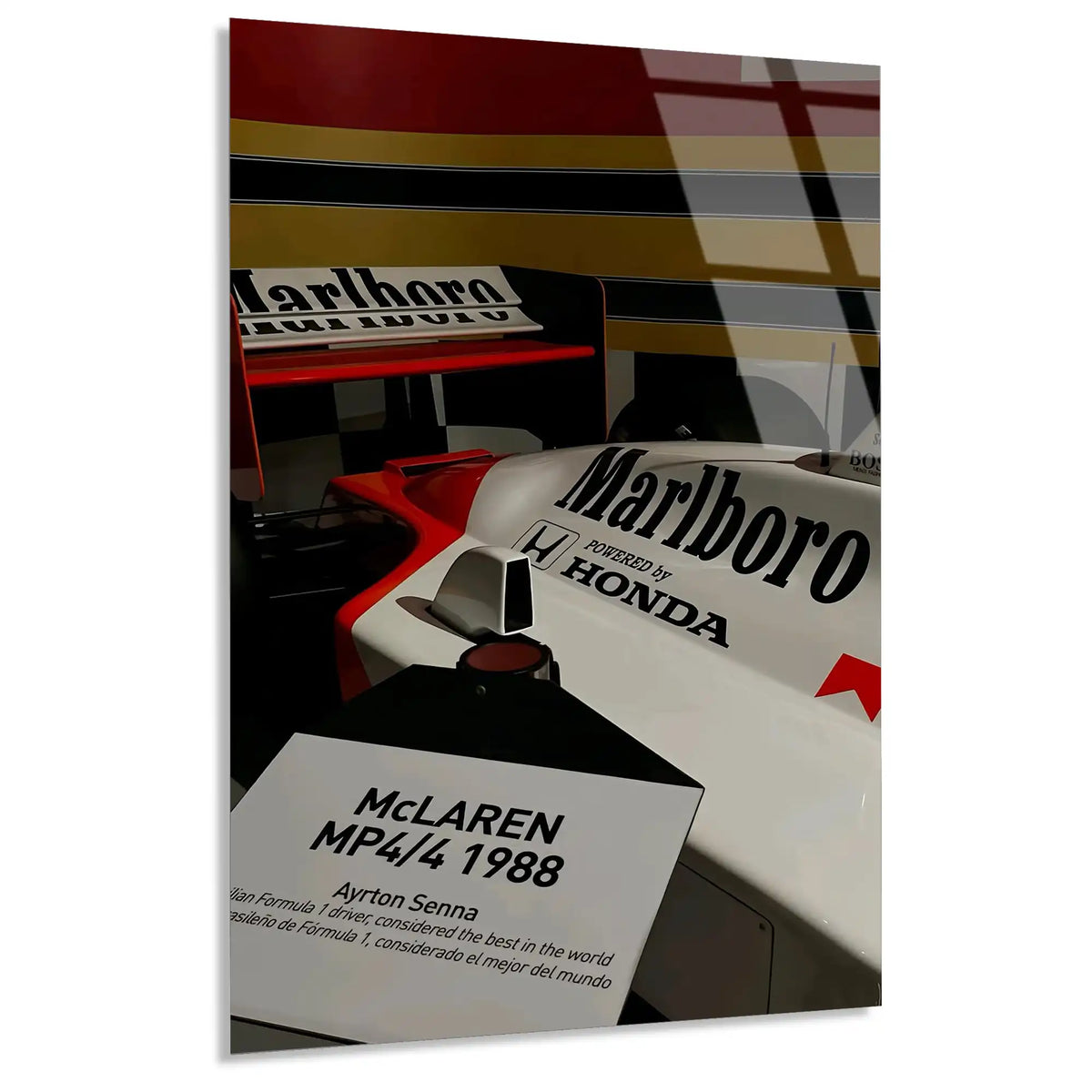 McLaren MP4/4 1988 Klasik F1 Cam Tablo – Formula 1 Duvar Dekoru - DEG0781