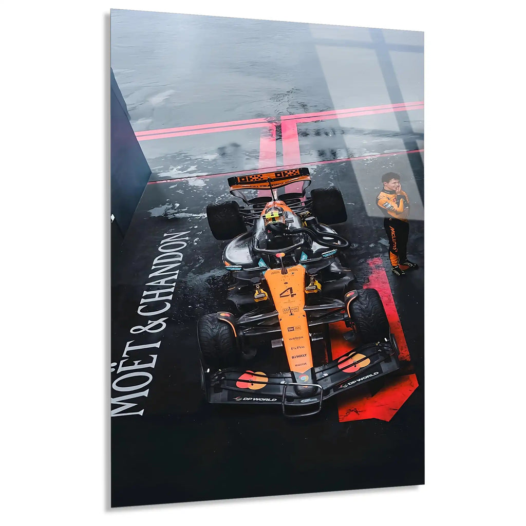 McLaren Üstten Gece Yağmuru F1 Cam Tablo – Formula 1 Duvar Dekoru - DEG0867