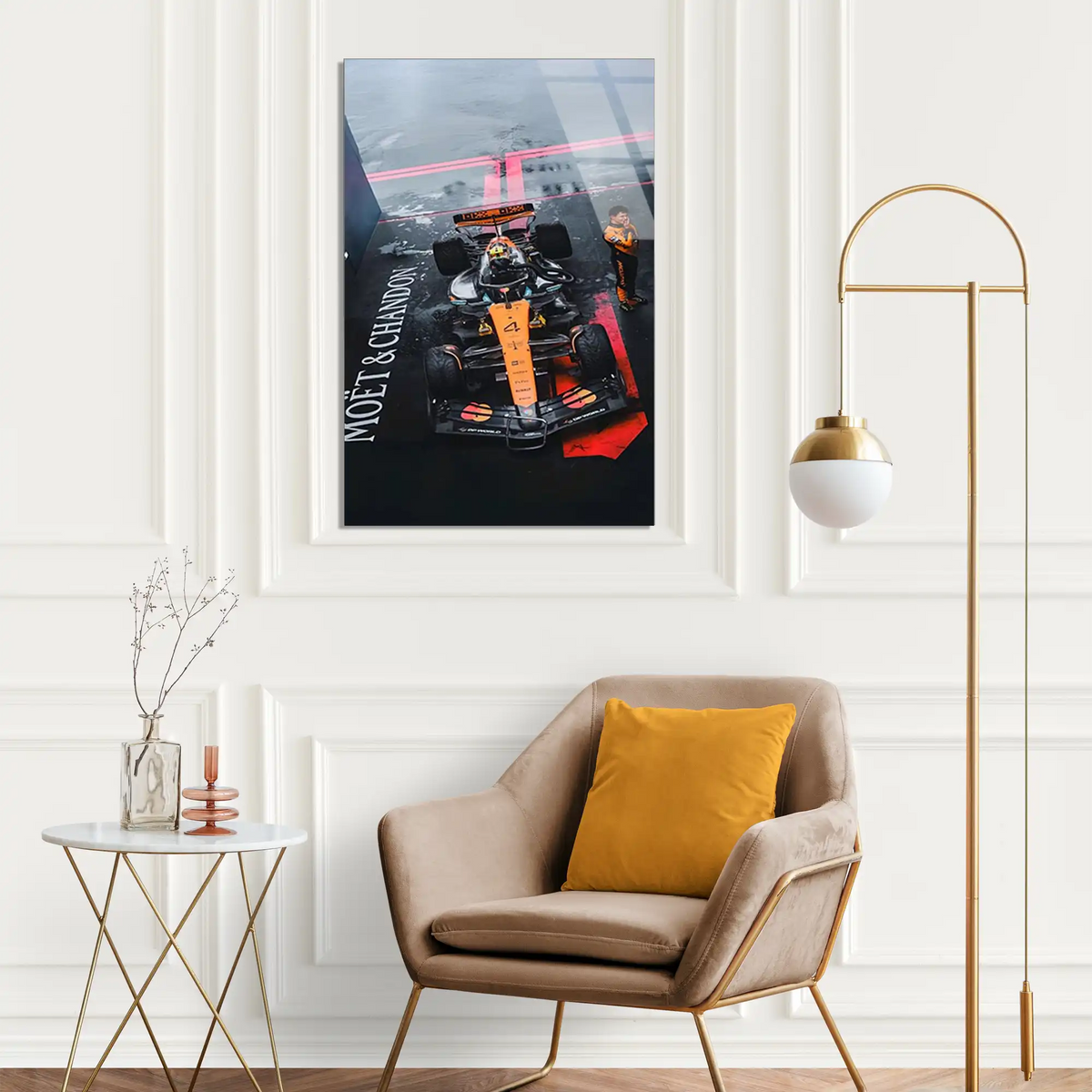 McLaren Üstten Gece Yağmuru F1 Cam Tablo – Formula 1 Duvar Dekoru - DEG0867