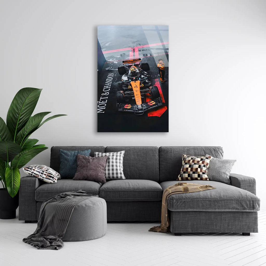 McLaren Üstten Gece Yağmuru F1 Cam Tablo – Formula 1 Duvar Dekoru - DEG0867