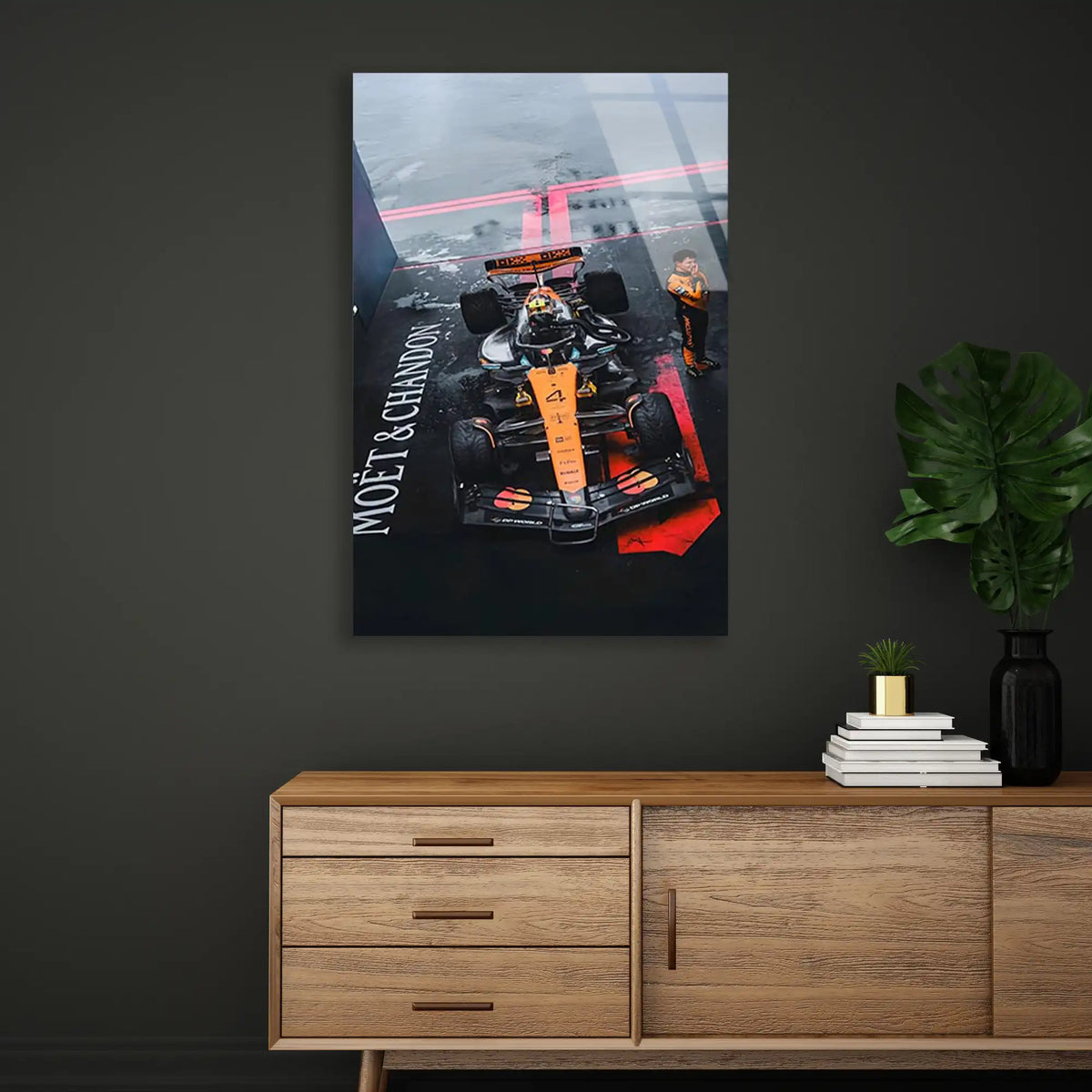 McLaren Üstten Gece Yağmuru F1 Cam Tablo – Formula 1 Duvar Dekoru - DEG0867