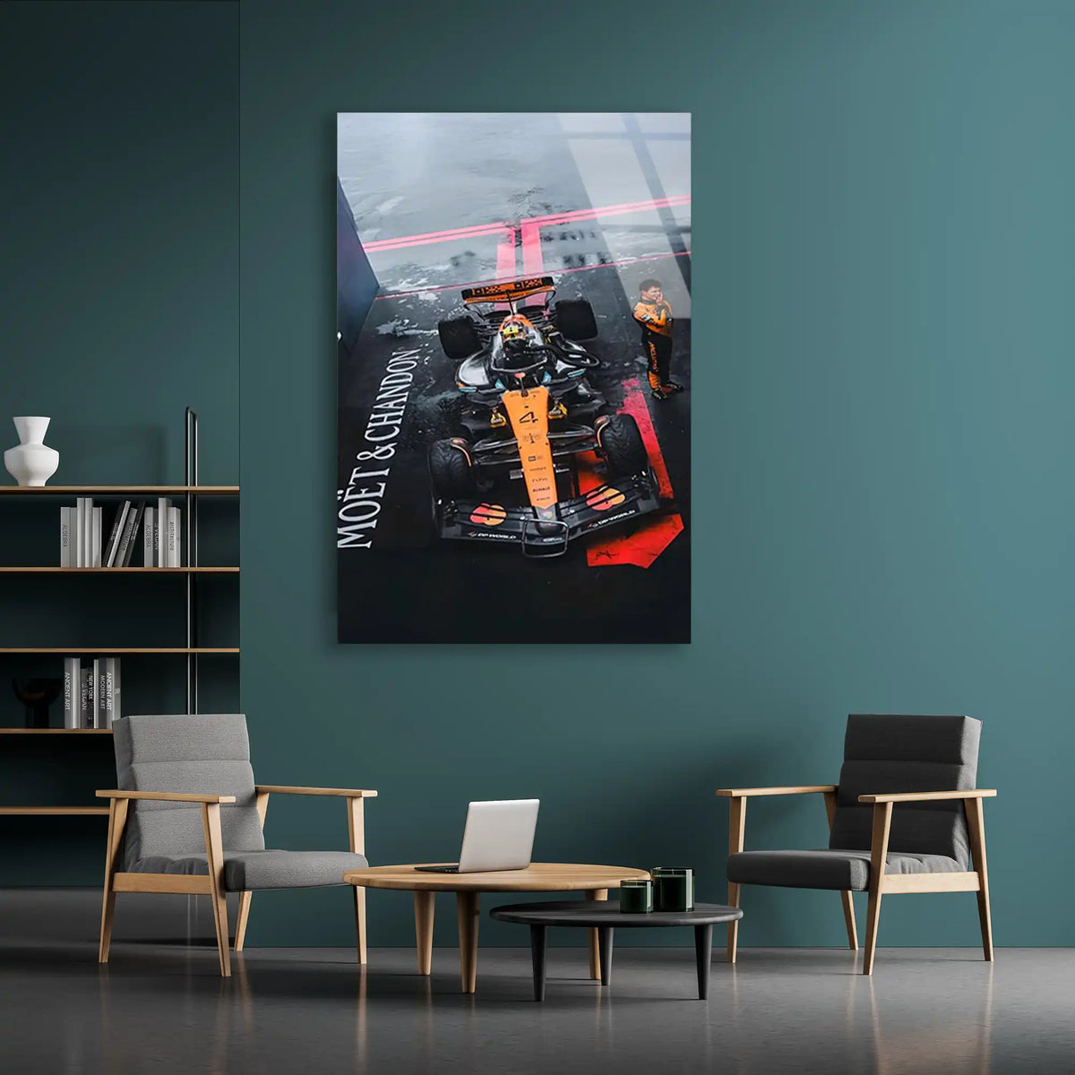 McLaren Üstten Gece Yağmuru F1 Cam Tablo – Formula 1 Duvar Dekoru - DEG0867