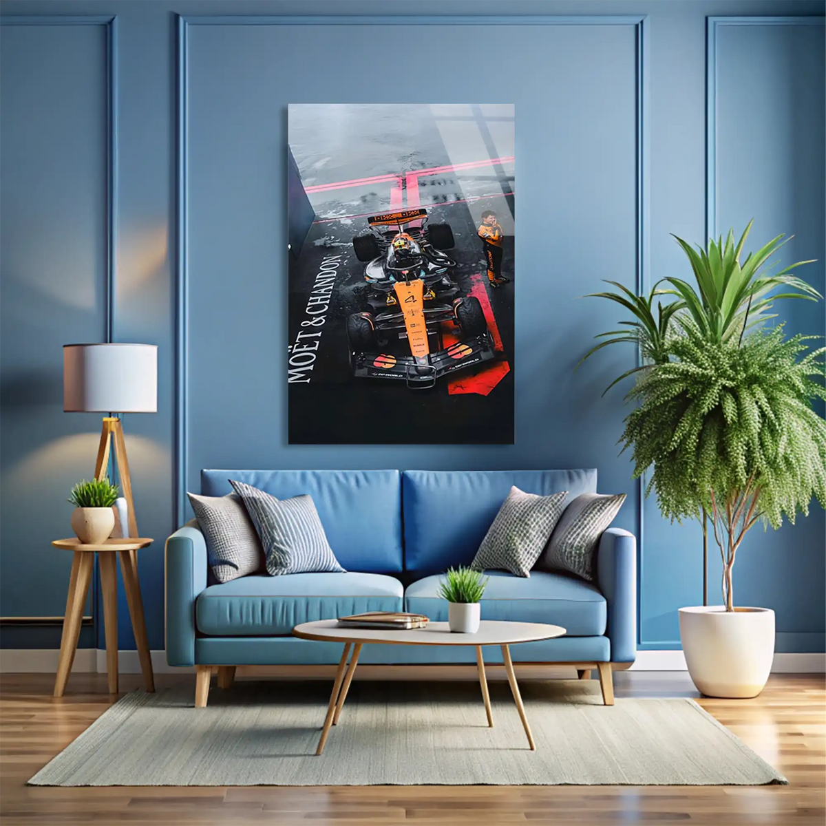 McLaren Üstten Gece Yağmuru F1 Cam Tablo – Formula 1 Duvar Dekoru - DEG0867