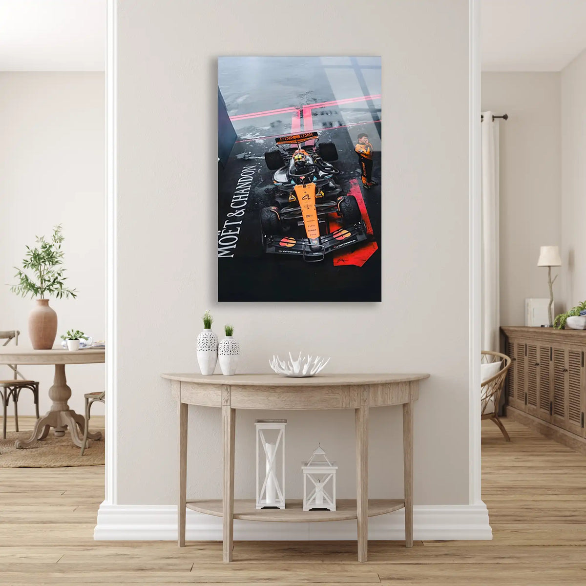 McLaren Üstten Gece Yağmuru F1 Cam Tablo – Formula 1 Duvar Dekoru - DEG0867