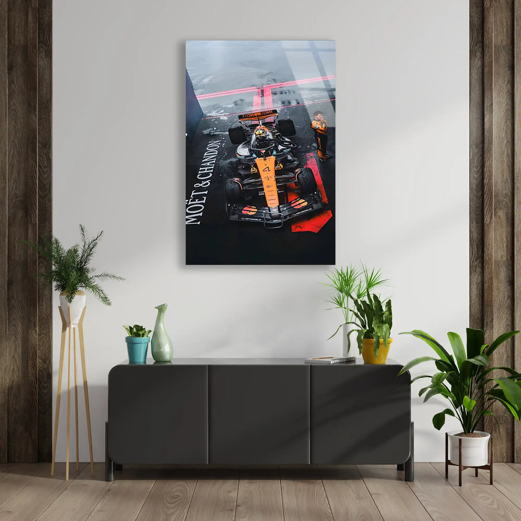 McLaren Üstten Gece Yağmuru F1 Cam Tablo – Formula 1 Duvar Dekoru - DEG0867