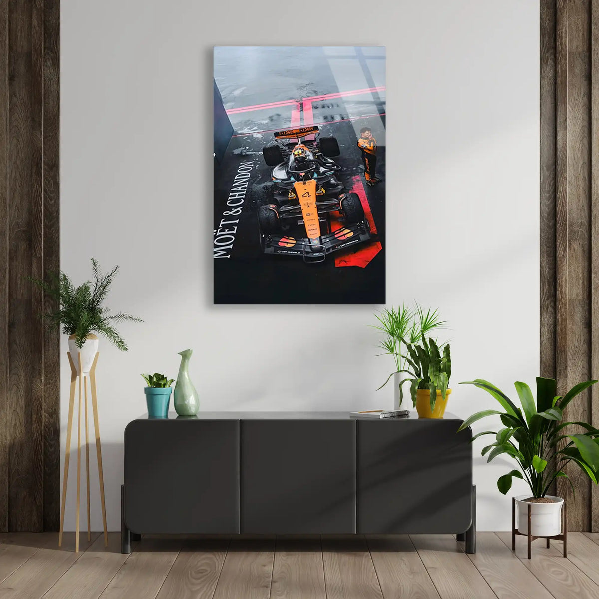 McLaren Üstten Gece Yağmuru F1 Cam Tablo – Formula 1 Duvar Dekoru - DEG0867