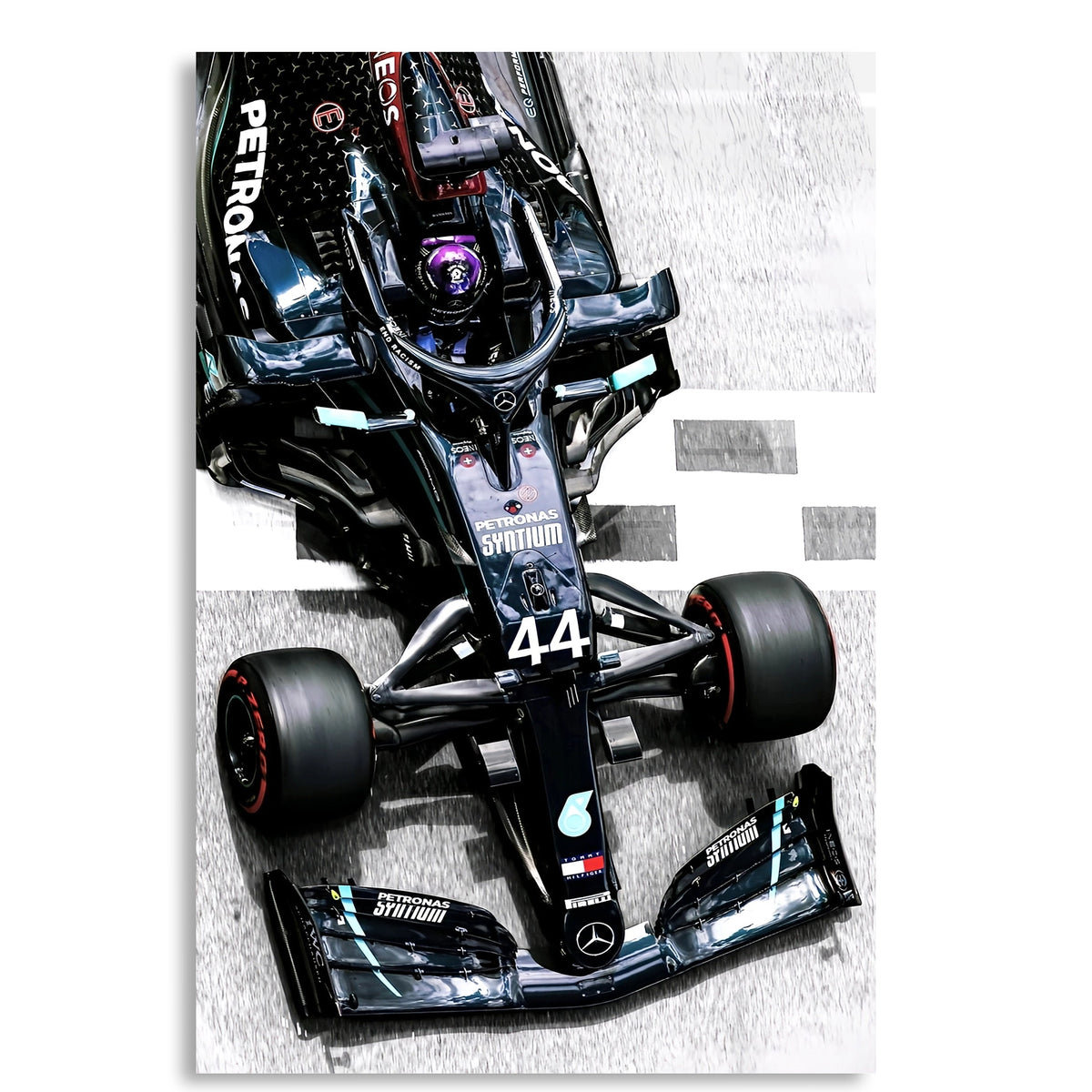 Mercedes 44 Üstten Görünüm F1 Cam Tablo – Formula 1 Duvar Dekoru - DEG0856