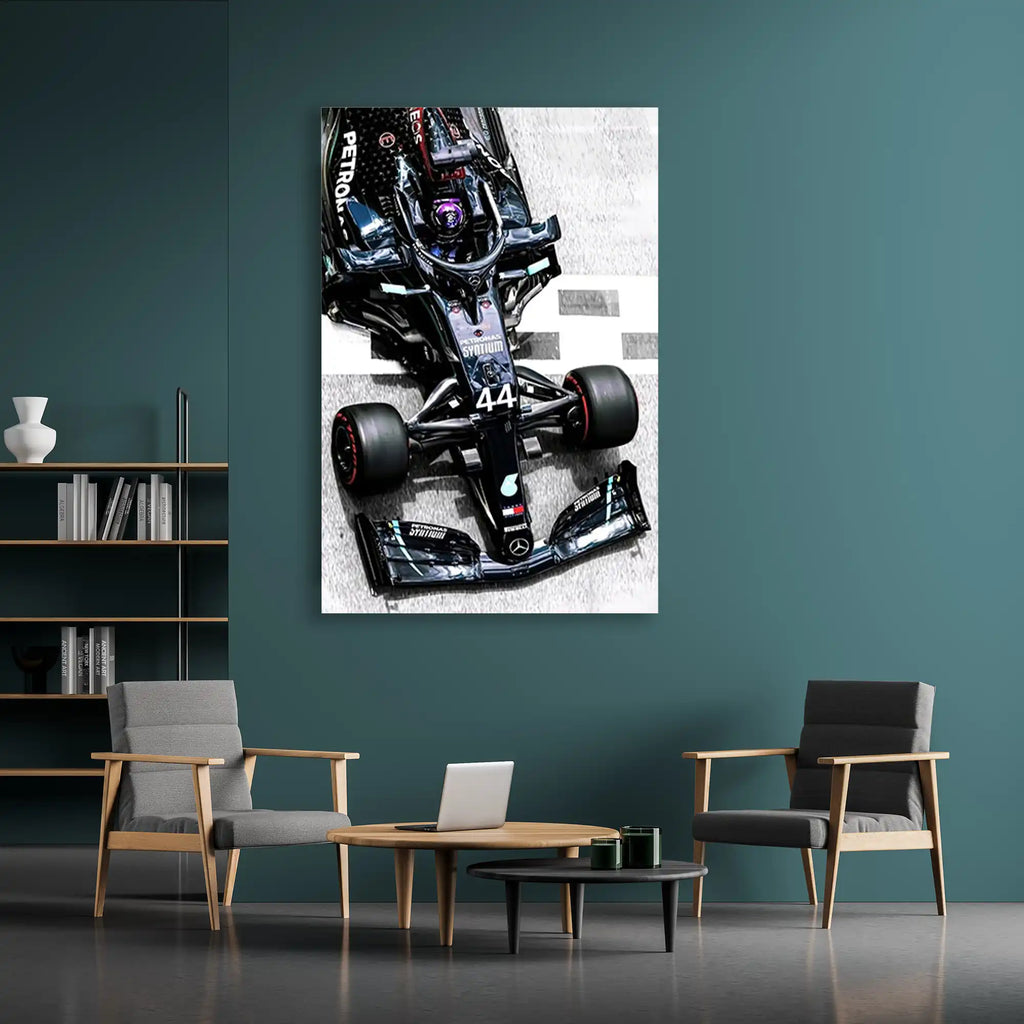 Mercedes 44 Üstten Görünüm F1 Cam Tablo – Formula 1 Duvar Dekoru - DEG0856