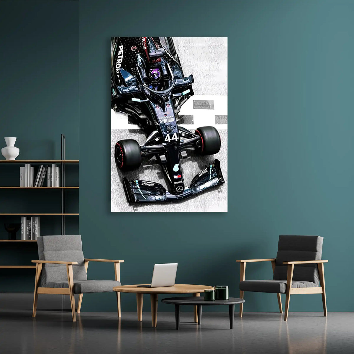 Mercedes 44 Üstten Görünüm F1 Cam Tablo – Formula 1 Duvar Dekoru - DEG0856
