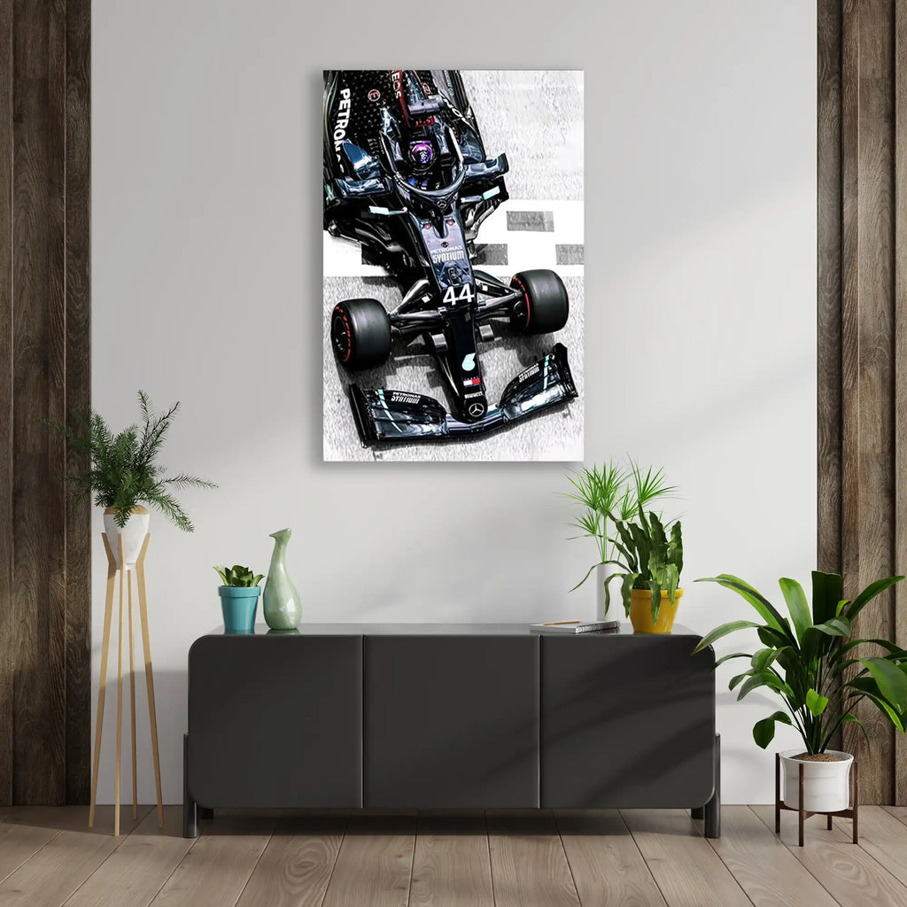 Mercedes 44 Üstten Görünüm F1 Cam Tablo – Formula 1 Duvar Dekoru - DEG0856