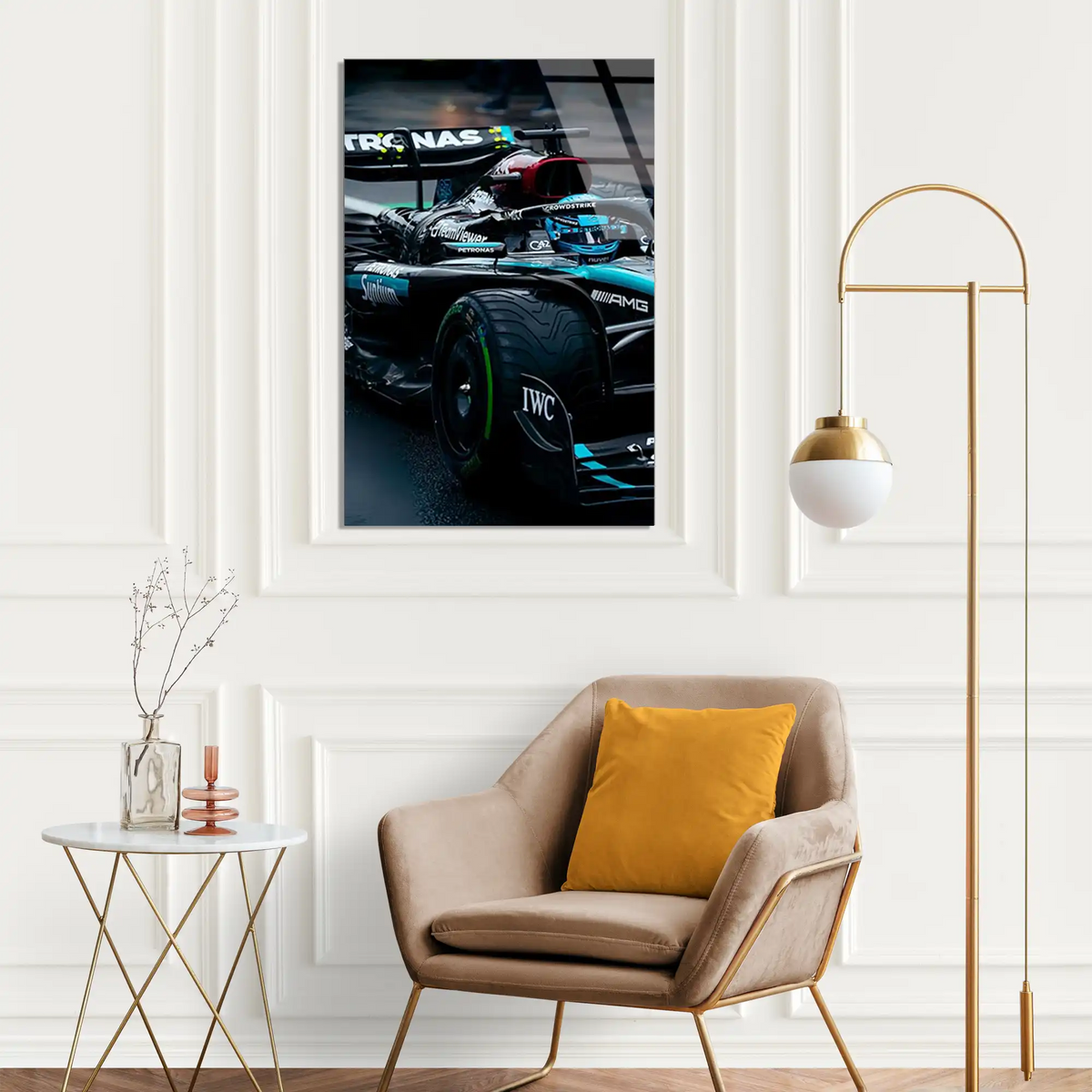 Mercedes Arka Görünüm F1 Cam Tablo – Formula 1 Duvar Dekoru - DEG0834