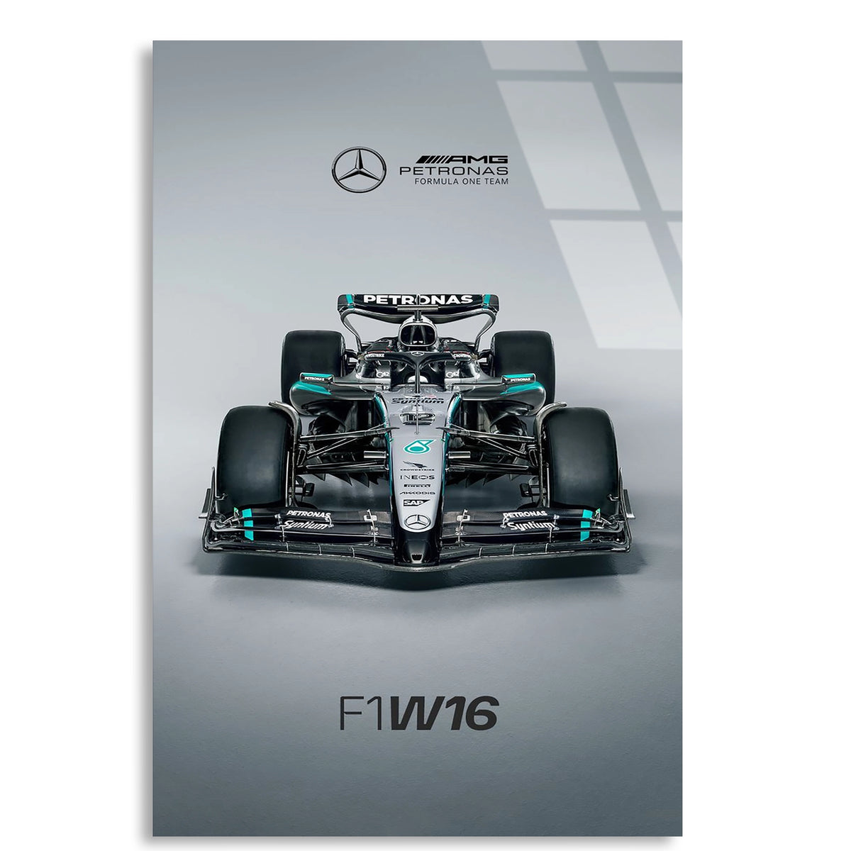 Mercedes F1 W16 Önden F1 Cam Tablo – Formula 1 Duvar Dekoru - DEG0863