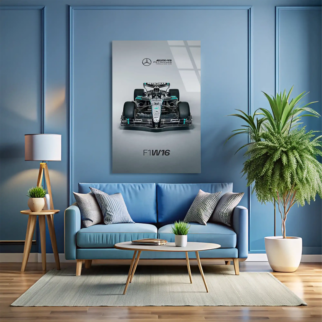 Mercedes F1 W16 Önden F1 Cam Tablo – Formula 1 Duvar Dekoru - DEG0863