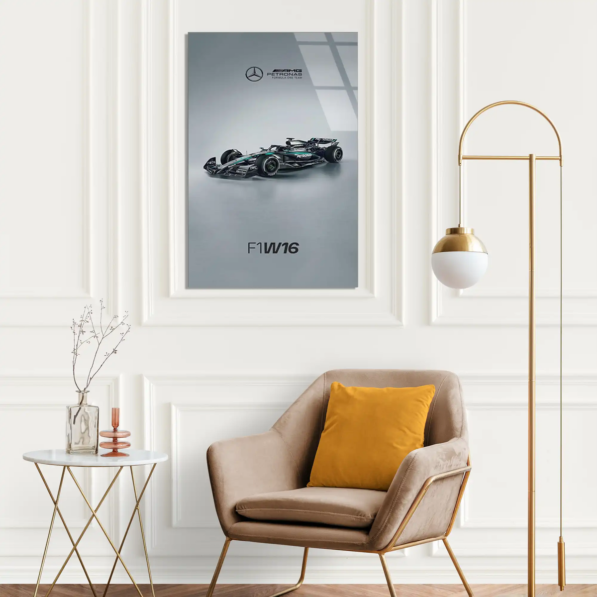 Mercedes F1 W16 Yan F1 Cam Tablo – Formula 1 Duvar Dekoru - DEG0864