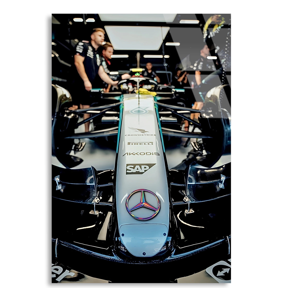 Mercedes Garaj Anı F1 Cam Tablo – Formula 1 Duvar Dekoru - DEG0871