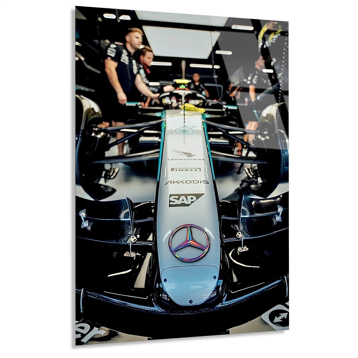 Mercedes Garaj Anı F1 Cam Tablo – Formula 1 Duvar Dekoru - DEG0871