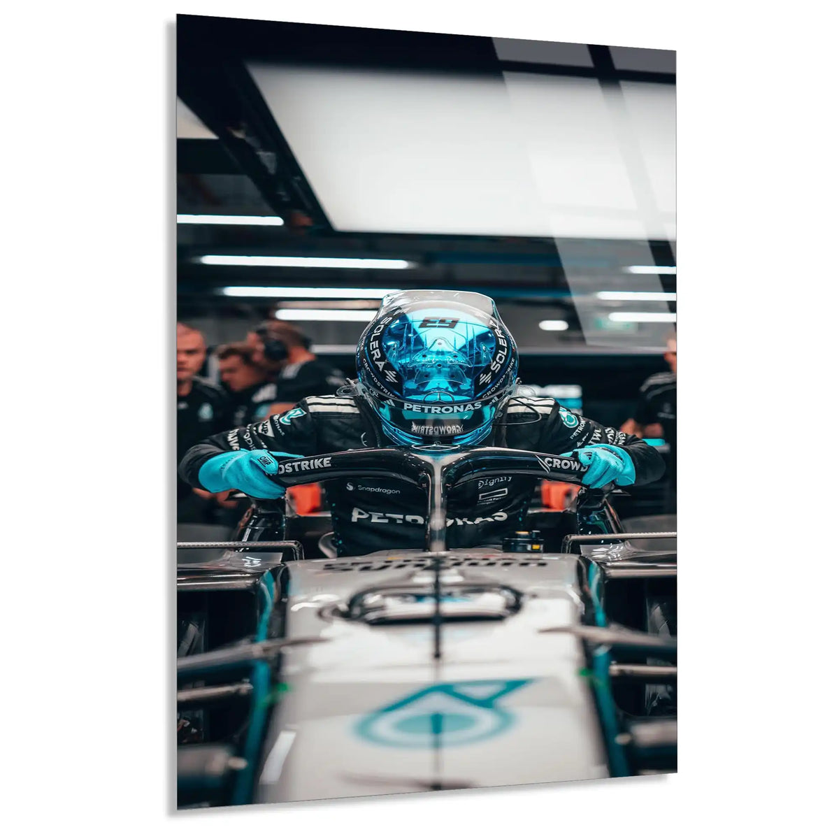 Mercedes Garaj Pilotu F1 Cam Tablo – Formula 1 Duvar Dekoru - DEG0876