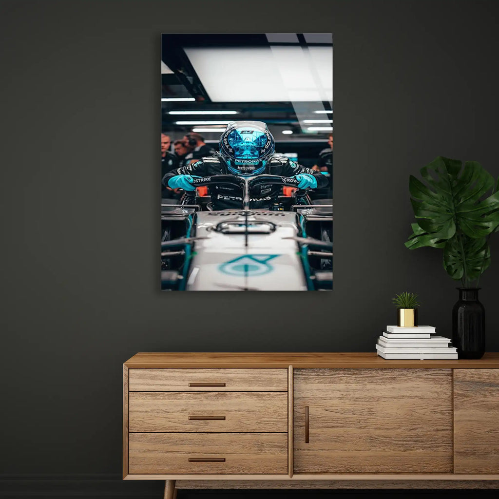 Mercedes Garaj Pilotu F1 Cam Tablo – Formula 1 Duvar Dekoru - DEG0876