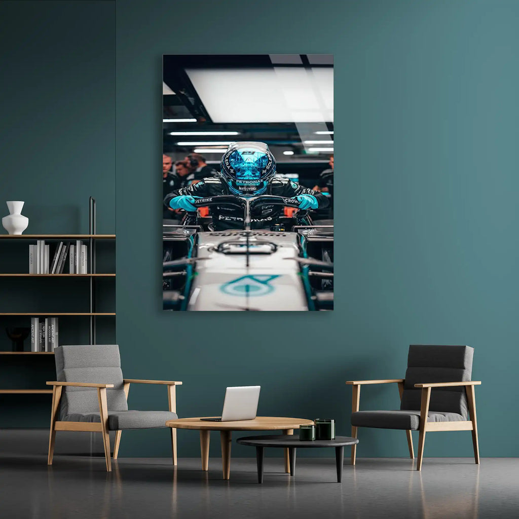 Mercedes Garaj Pilotu F1 Cam Tablo – Formula 1 Duvar Dekoru - DEG0876