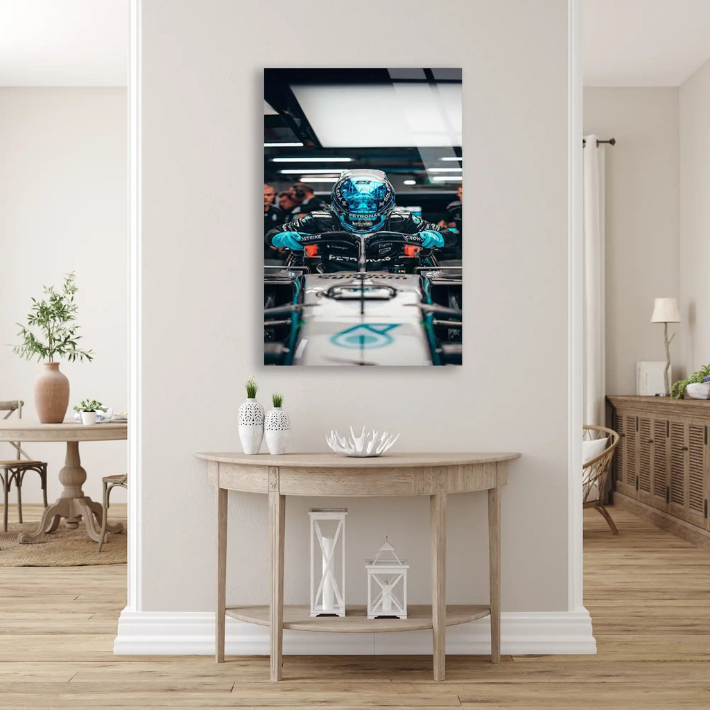 Mercedes Garaj Pilotu F1 Cam Tablo – Formula 1 Duvar Dekoru - DEG0876