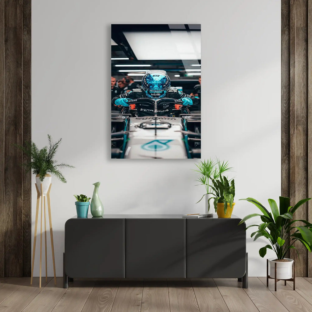 Mercedes Garaj Pilotu F1 Cam Tablo – Formula 1 Duvar Dekoru - DEG0876