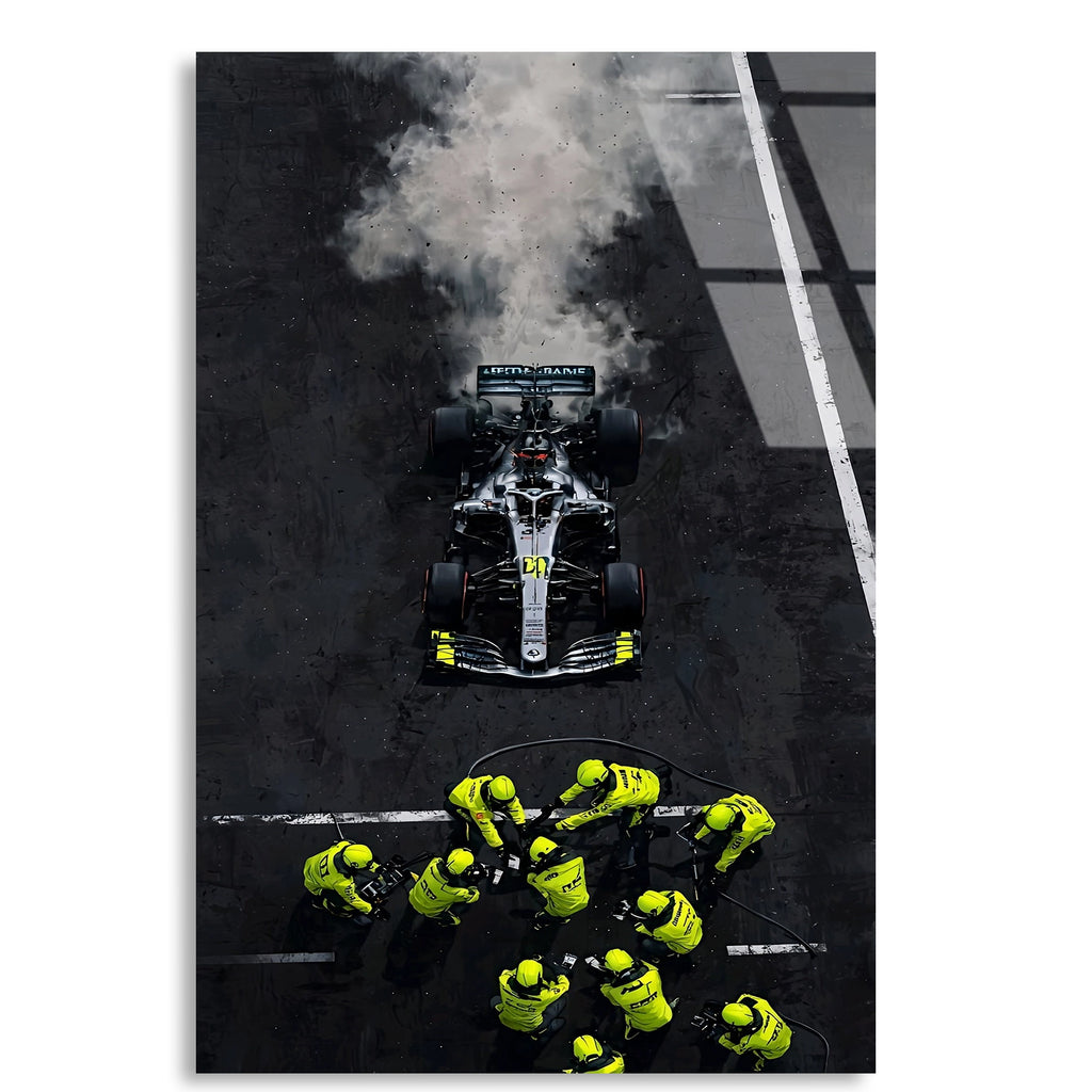 Mercedes Pit Stop Havadan F1 Cam Tablo – Formula 1 Duvar Dekoru - DEG0852