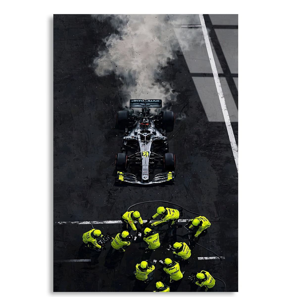 Mercedes Pit Stop Havadan F1 Cam Tablo – Formula 1 Duvar Dekoru - DEG0852