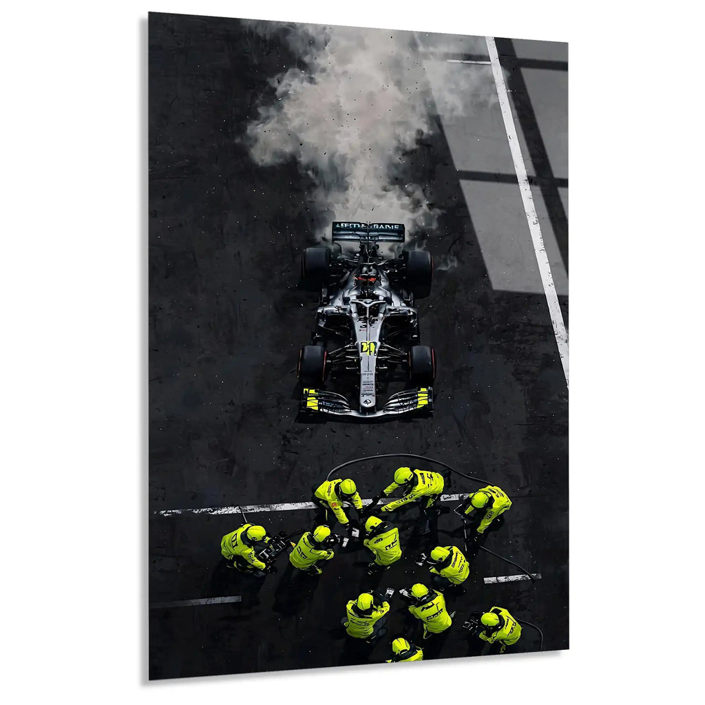 Mercedes Pit Stop Havadan F1 Cam Tablo – Formula 1 Duvar Dekoru - DEG0852