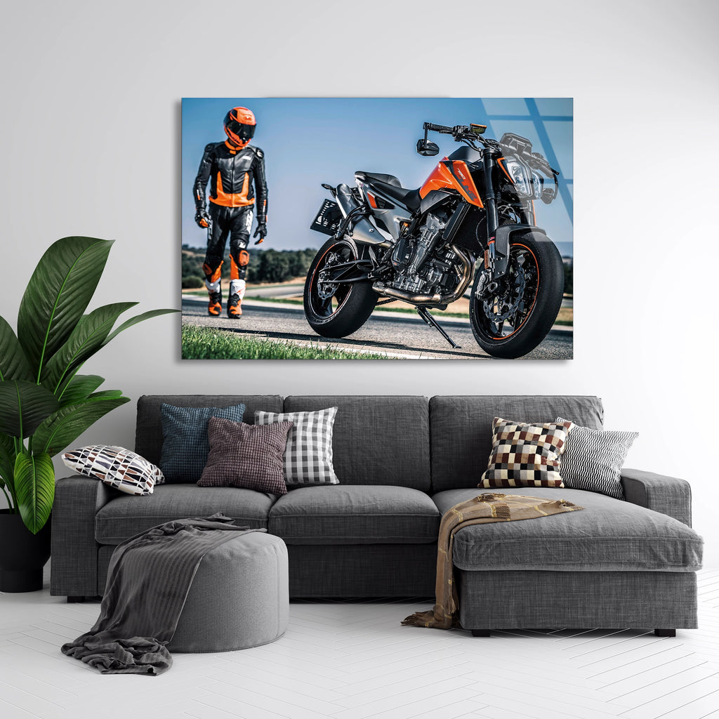Motosiklet Ve Sürücü Cam Tablo