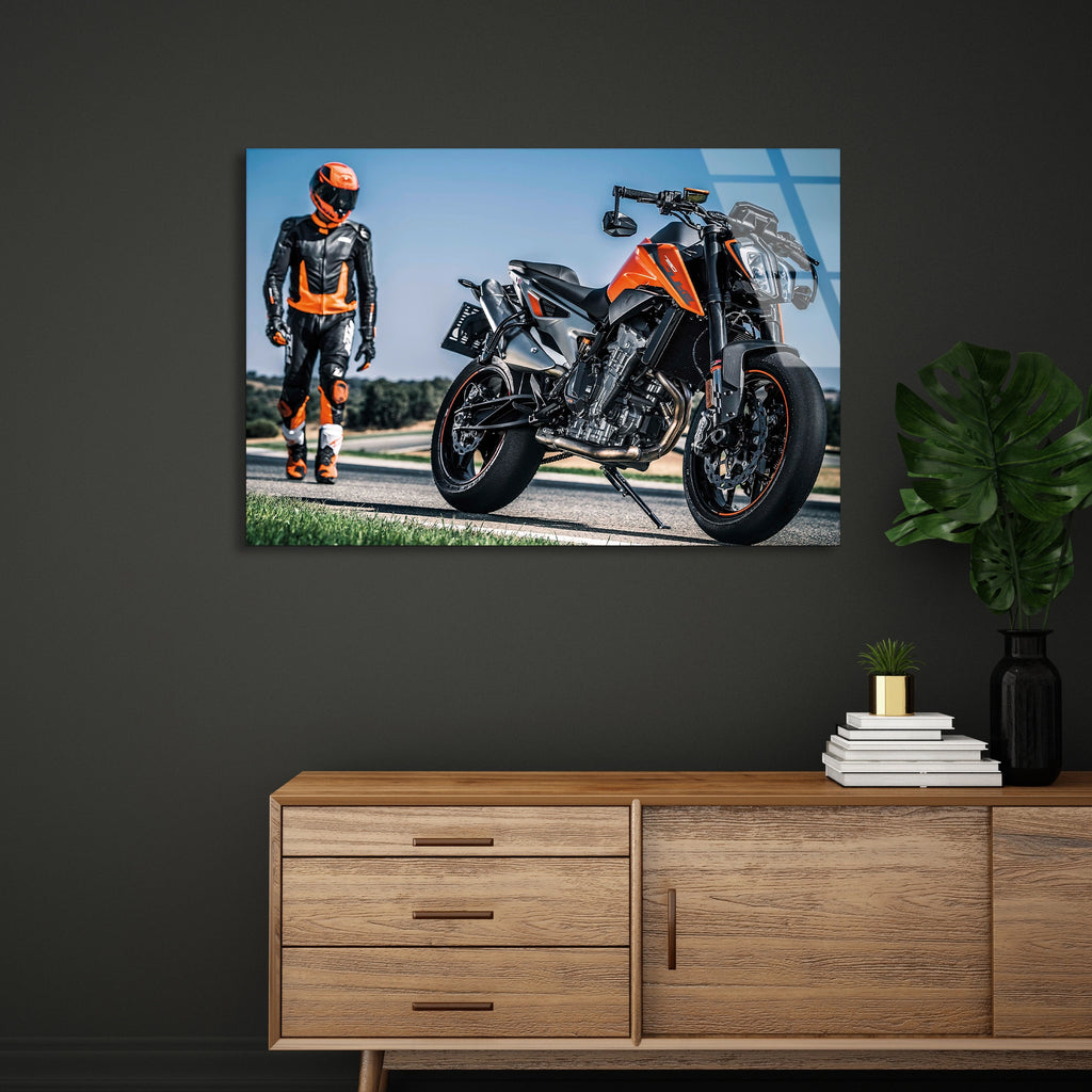 Motosiklet Ve Sürücü Cam Tablo