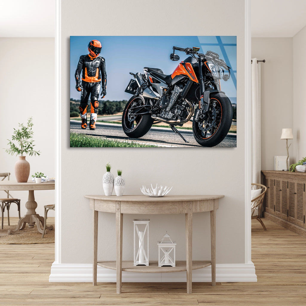 Motosiklet Ve Sürücü Cam Tablo