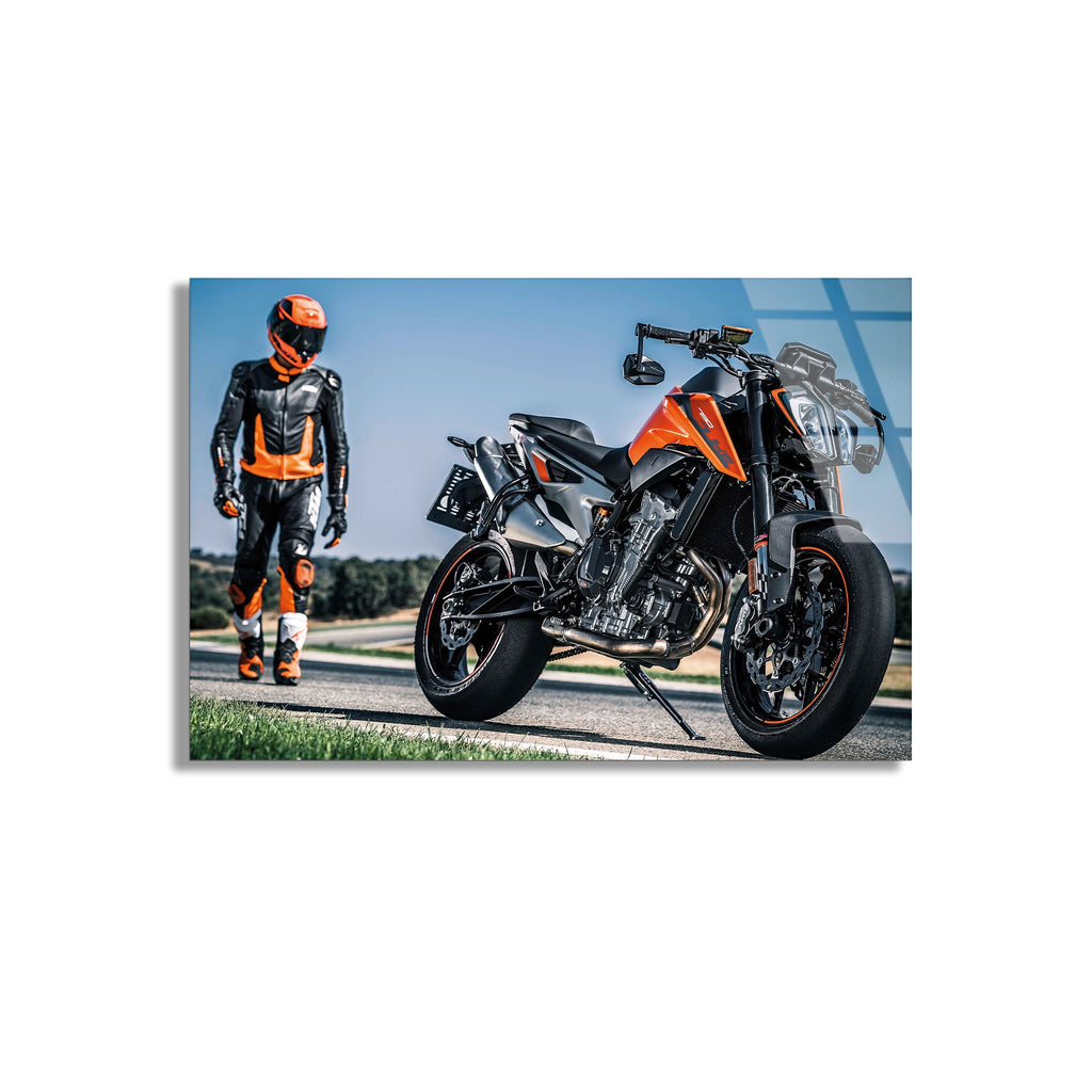 Motosiklet Ve Sürücü Cam Tablo